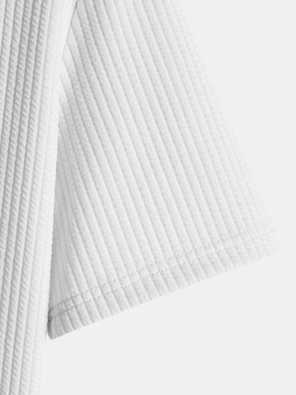 Ribbed Muscle Fit T-Shirt with Arc Hem