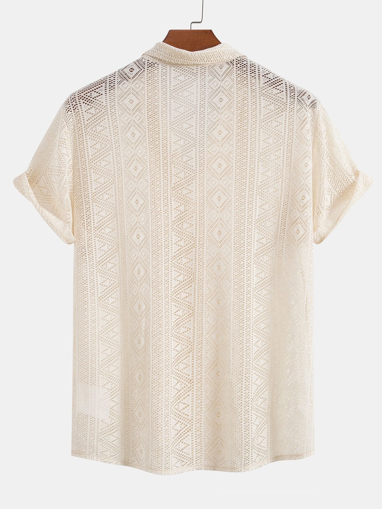Short Sleeve Textured Cuban Shirt with Geometric Design