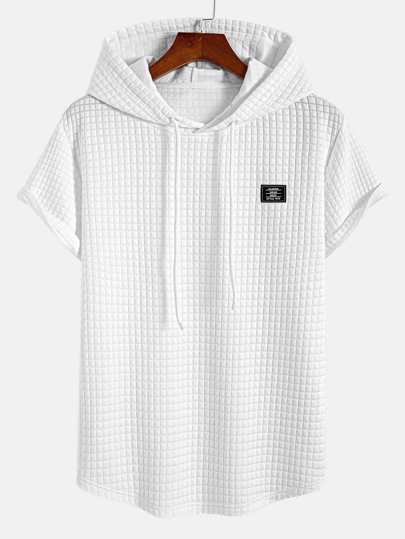 Waffle Knit Hooded T-Shirt with Arc Hem