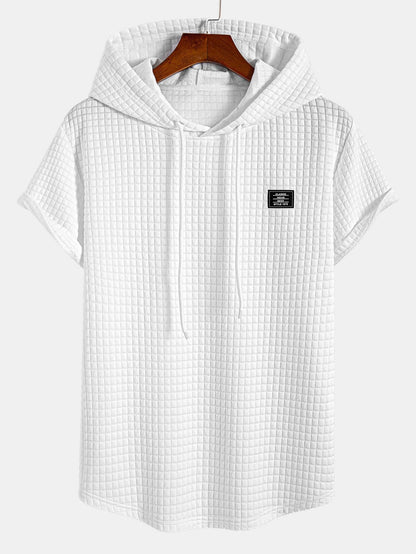 Waffle Knit Hooded T-Shirt with Arc Hem