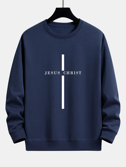 Relaxed Fit Sweatshirt with Jesus Christ Stripe Design