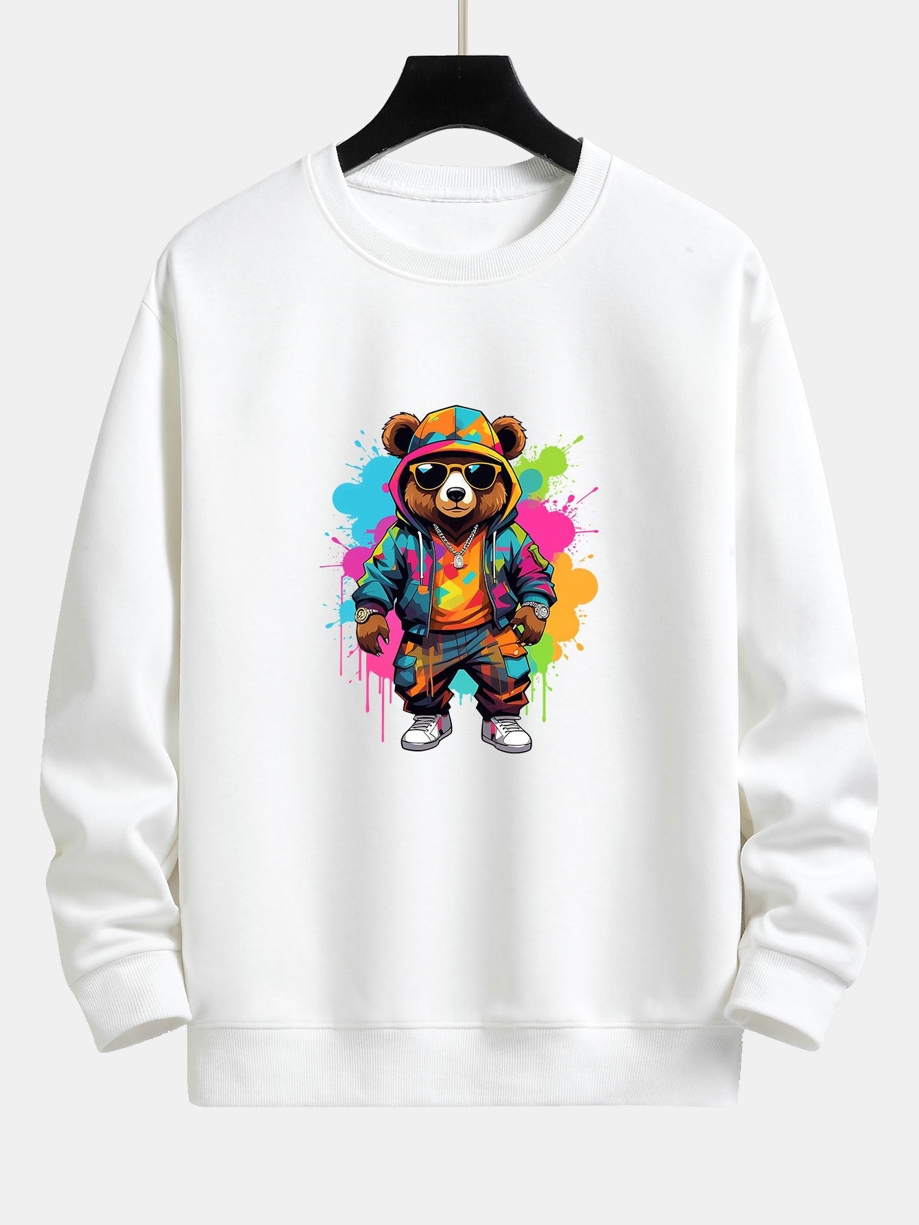 Vibrant Bear Print Relaxed Fit Sweatshirt