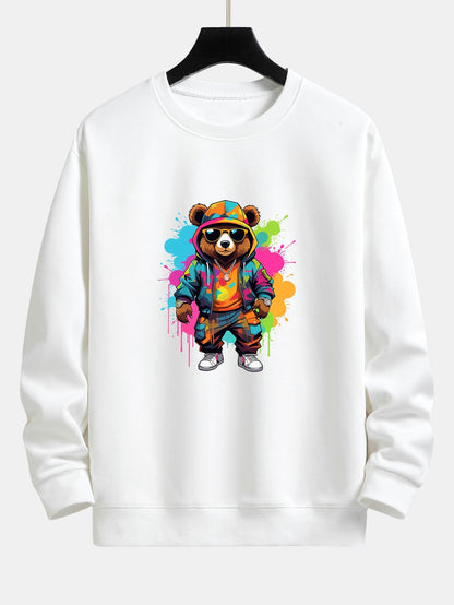 Vibrant Bear Print Relaxed Fit Sweatshirt