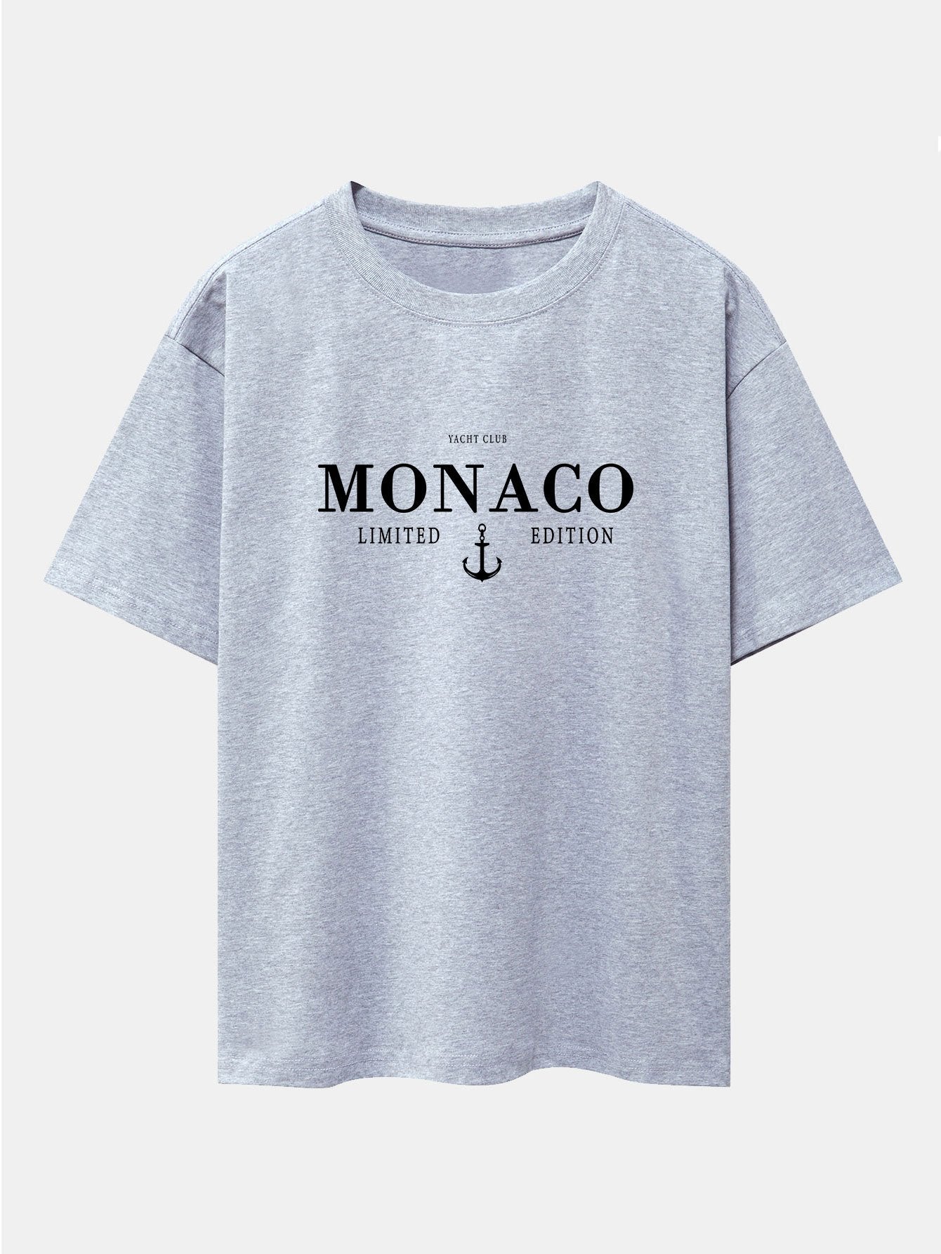 Monaco Oversized T-Shirt with Slogan Print and Drop Shoulder Design
