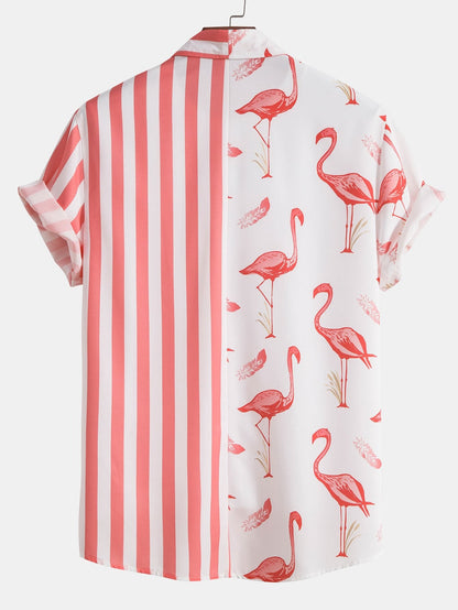 Striped Flamingo Panel Shirt