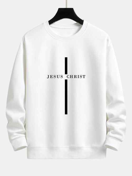 Relaxed Fit Sweatshirt with Jesus Christ Stripe Design