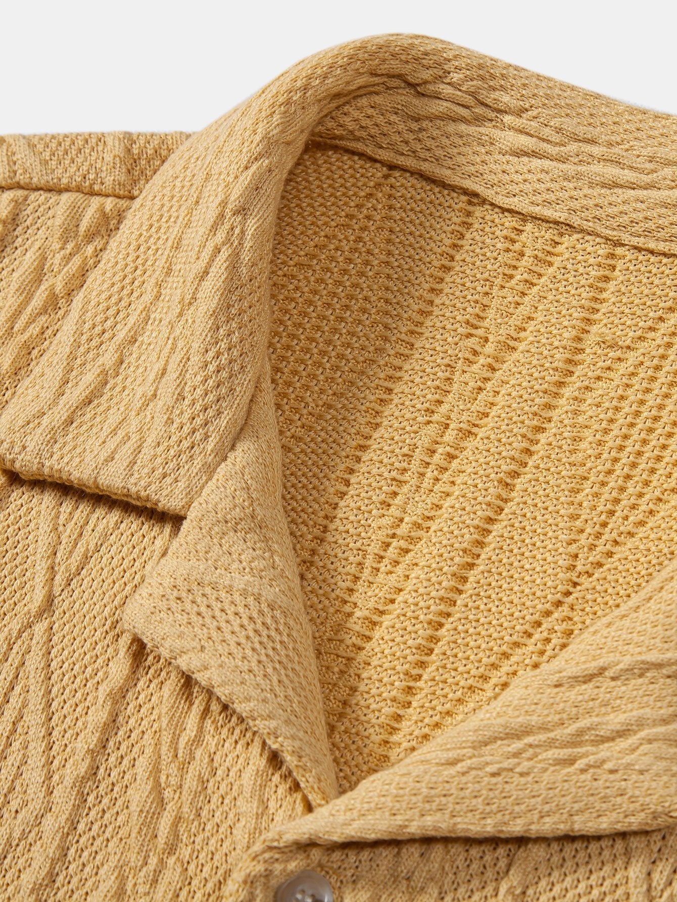 Geometric Knit Cuban Shirt with Straight-Leg Linen Trousers