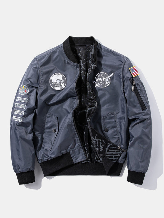 Reversible Bomber Jacket with NASA Embroidered Patch