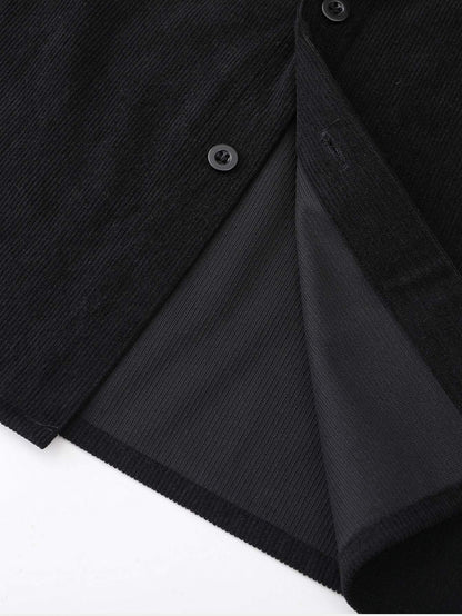 Comfortable Plaid Corduroy Hooded Shirt with Relaxed Fit