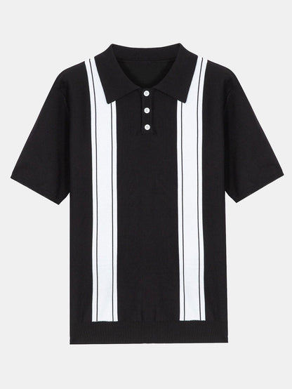 Striped Short Sleeve Polo Sweater