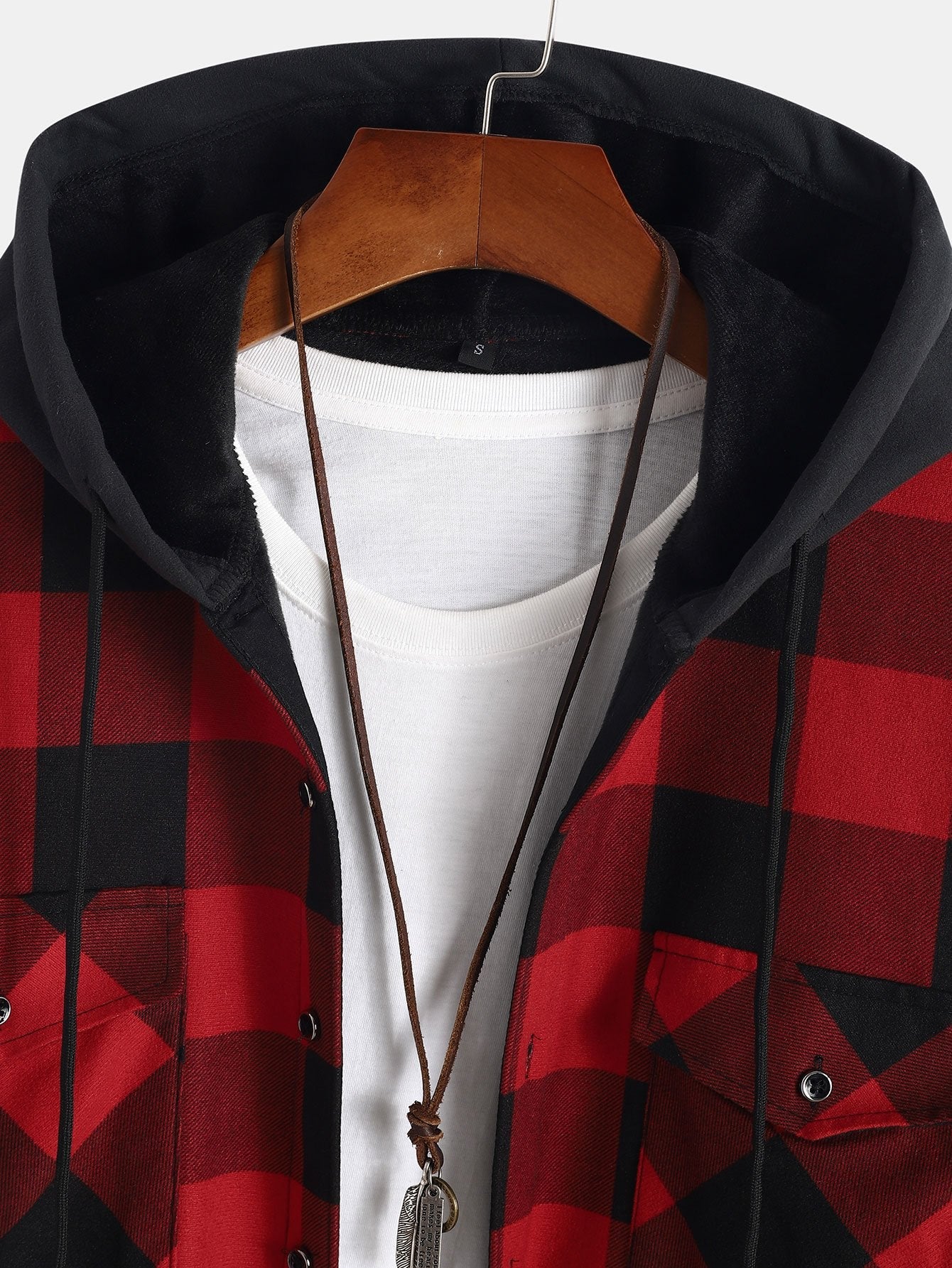 Fleece-Lined Flannel Hooded Shirt