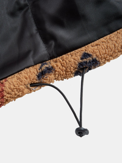 Aztec Patterned Patchwork Teddy Fleece Jacket