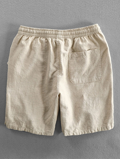 Drawstring Shorts in Linen-Cotton Blend