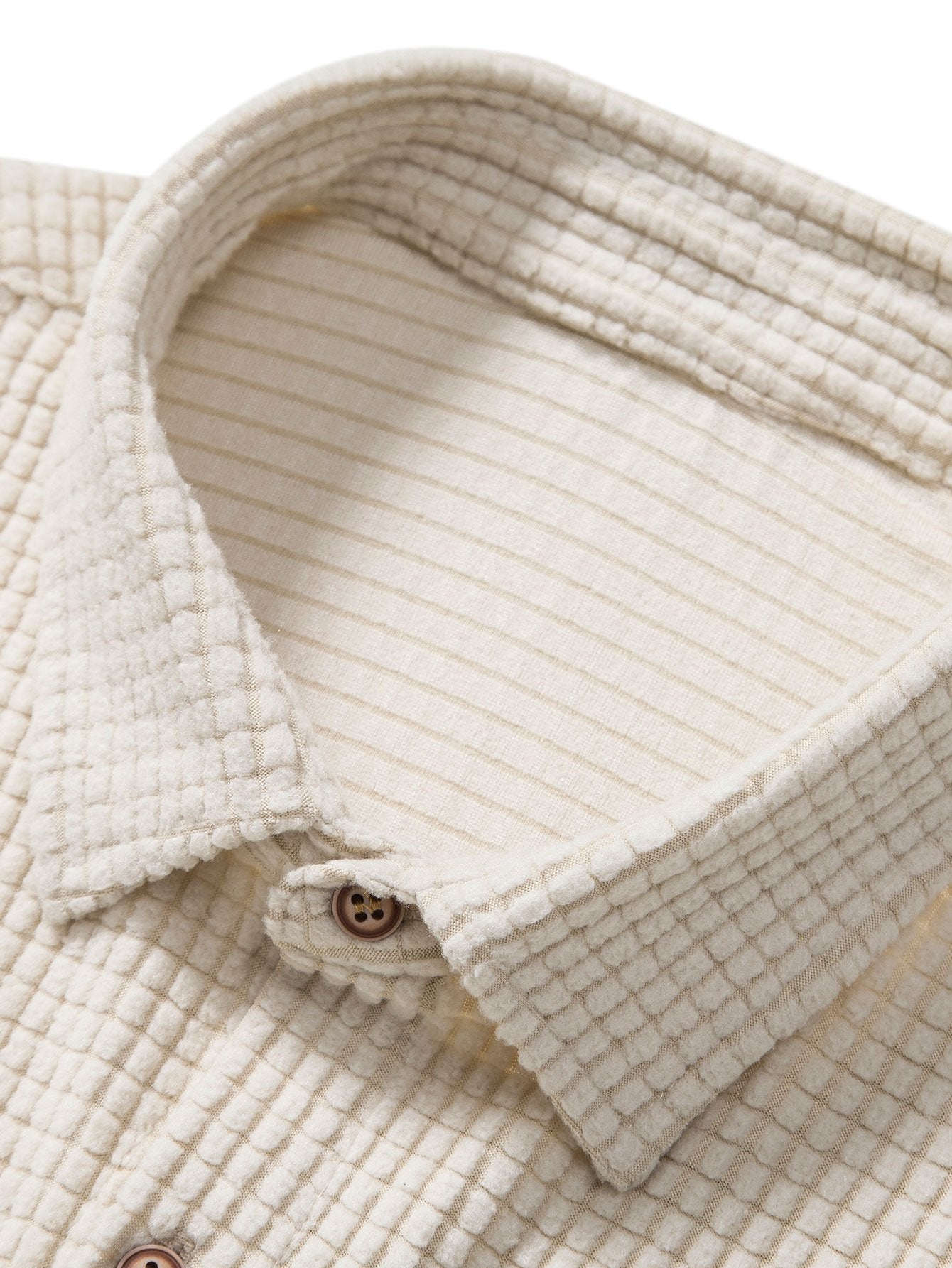 Waffle Knit Button-Up Shirt and Shorts Set