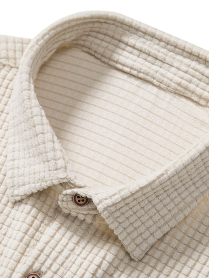 Waffle Knit Button-Up Shirt and Shorts Set