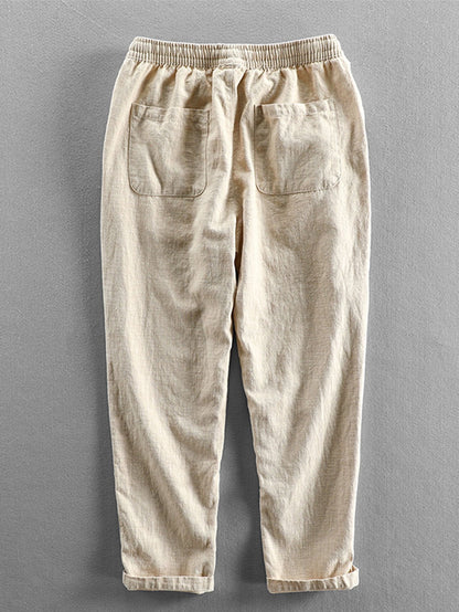 Cropped Pants in Linen-Cotton Blend