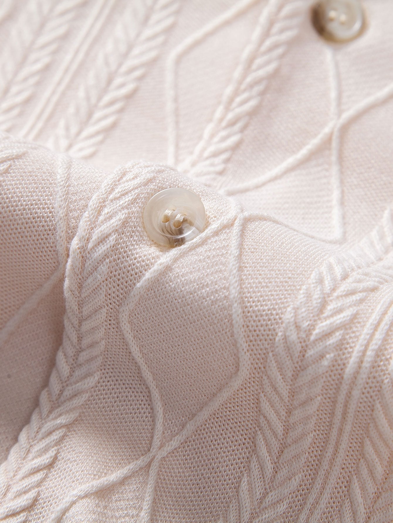 Jacquard Cuban Shirt with Knitted Geometric Rhombus Design