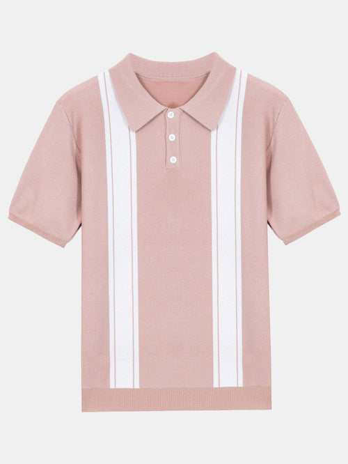 Striped Short Sleeve Polo Sweater
