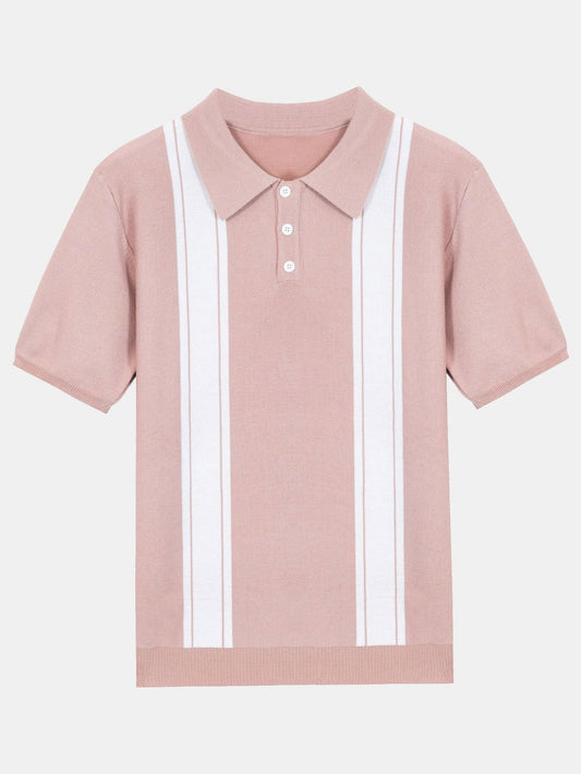 Striped Short Sleeve Polo Sweater