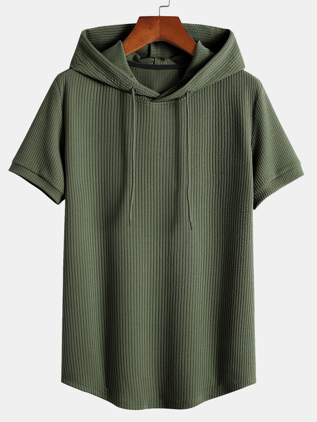 Ribbed Hooded T-Shirt with Muscle Fit