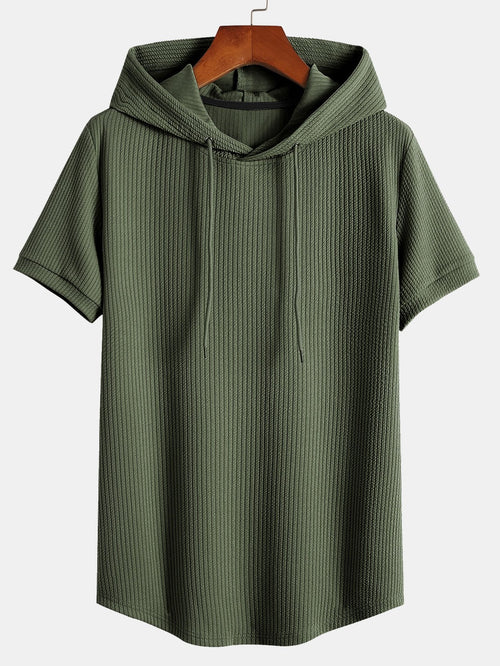 Ribbed Hooded T-Shirt with Muscle Fit
