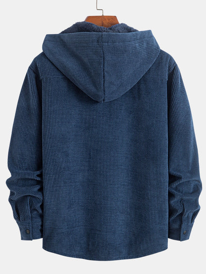 Fleece-Lined Hooded Corduroy Overshirt