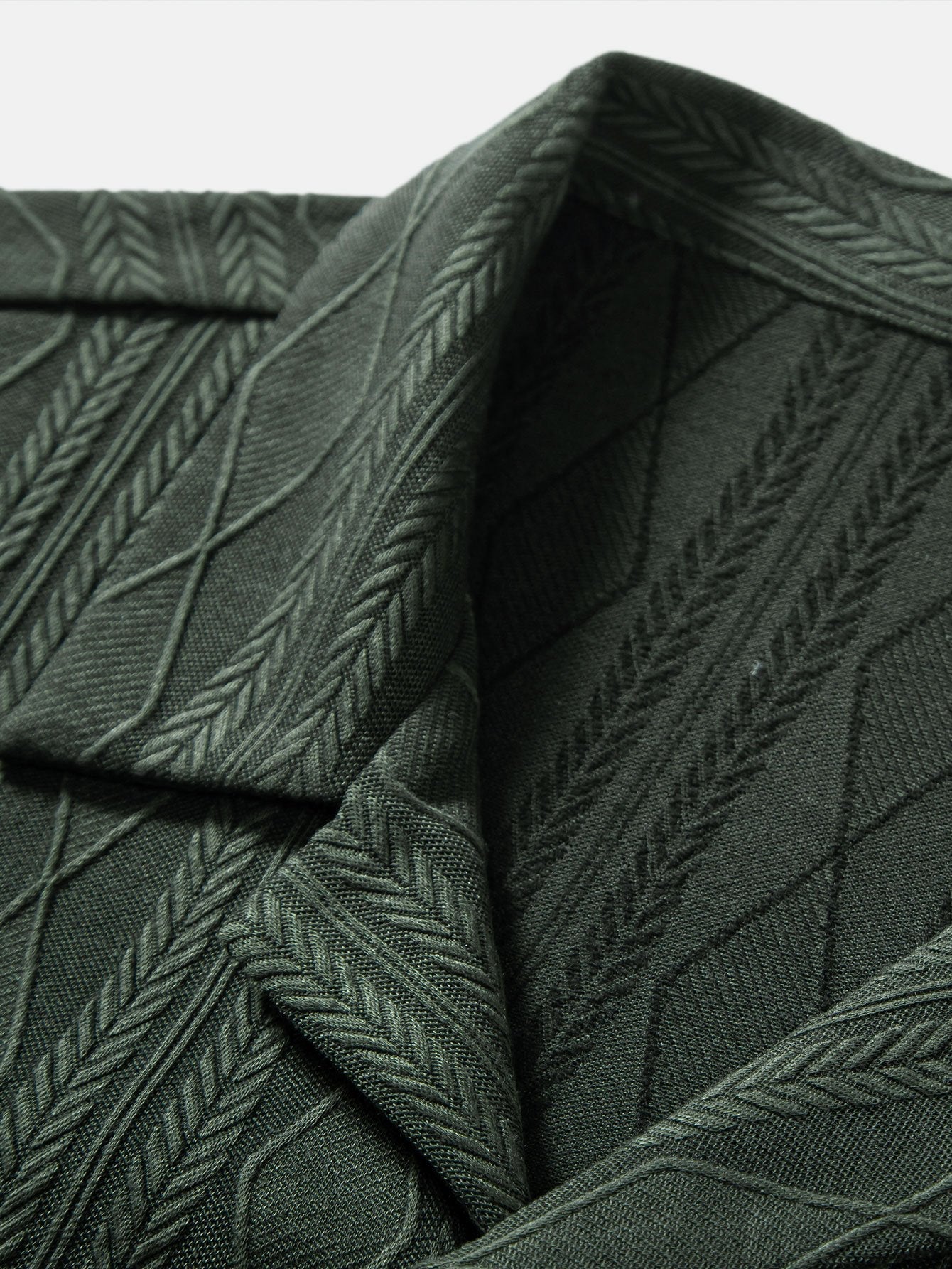 Jacquard Cuban Shirt with Knitted Geometric Rhombus Design