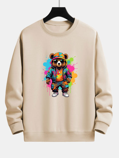 Vibrant Bear Print Relaxed Fit Sweatshirt