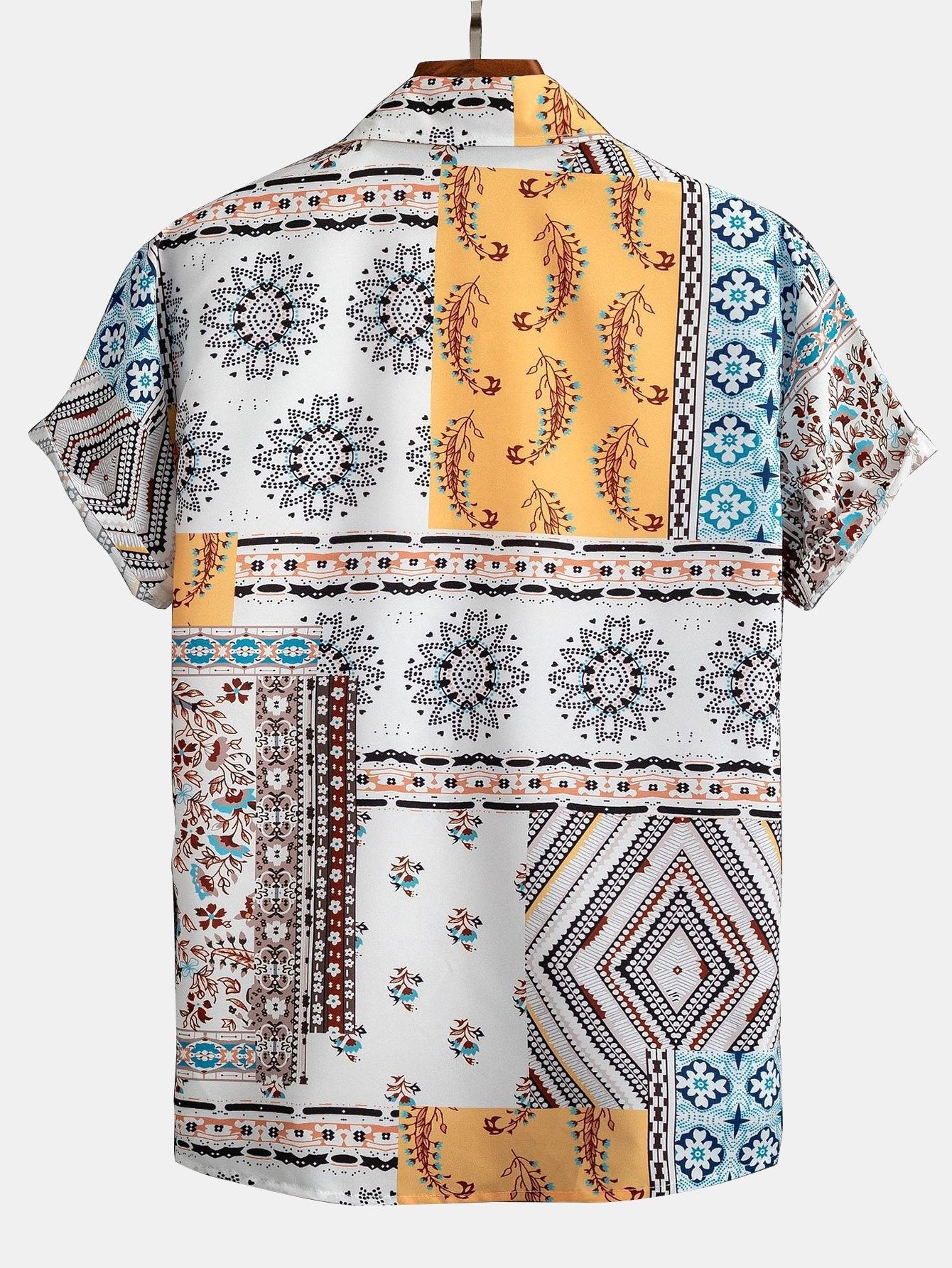 Scarf Print Button-Up Shirt with Matching Swim Shorts
