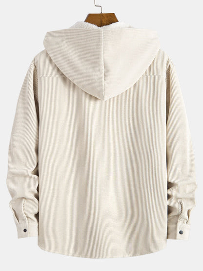 Fleece-Lined Hooded Corduroy Overshirt