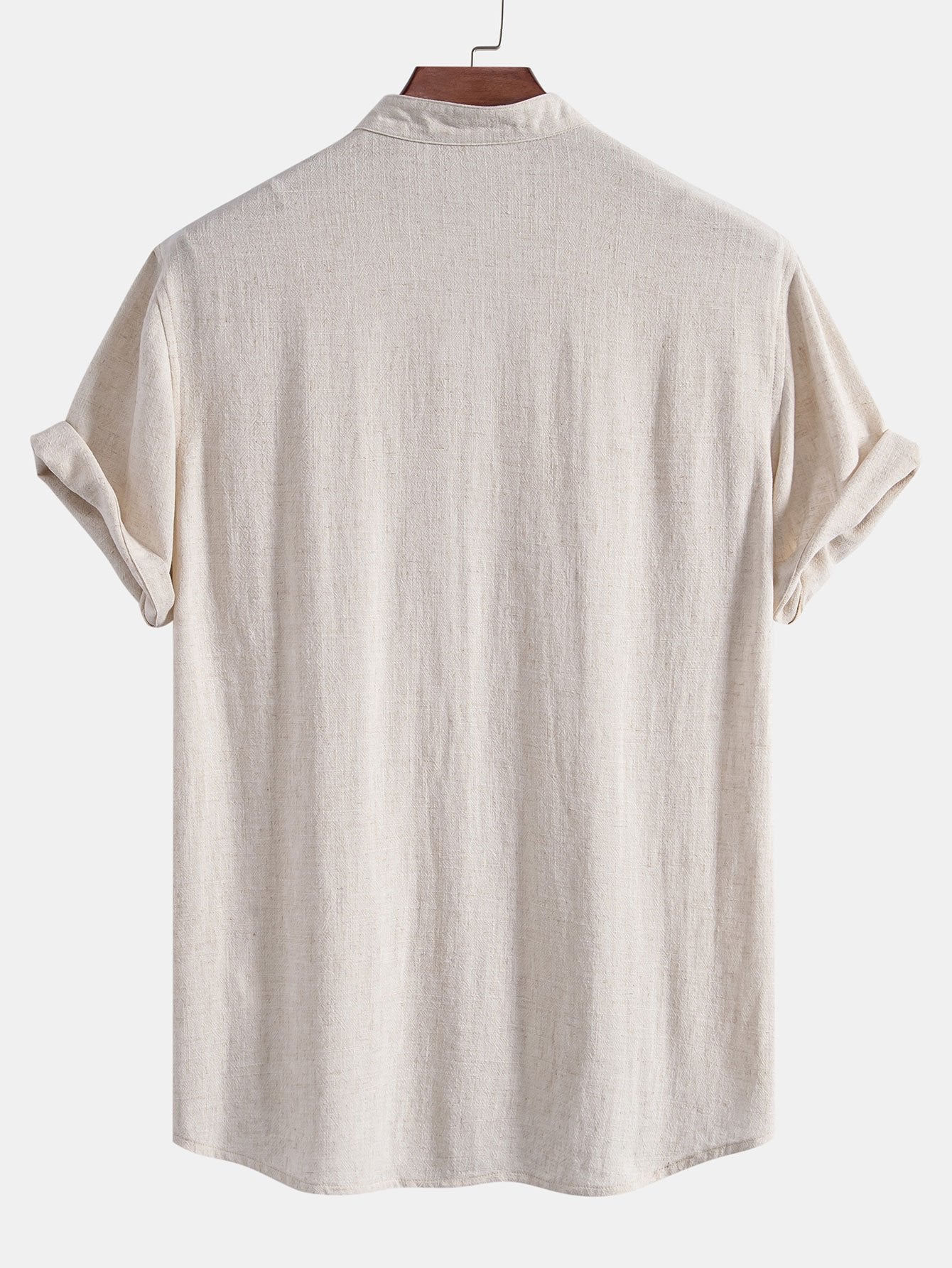 Short Sleeve V-Neck Shirt in Linen-Rayon Blend