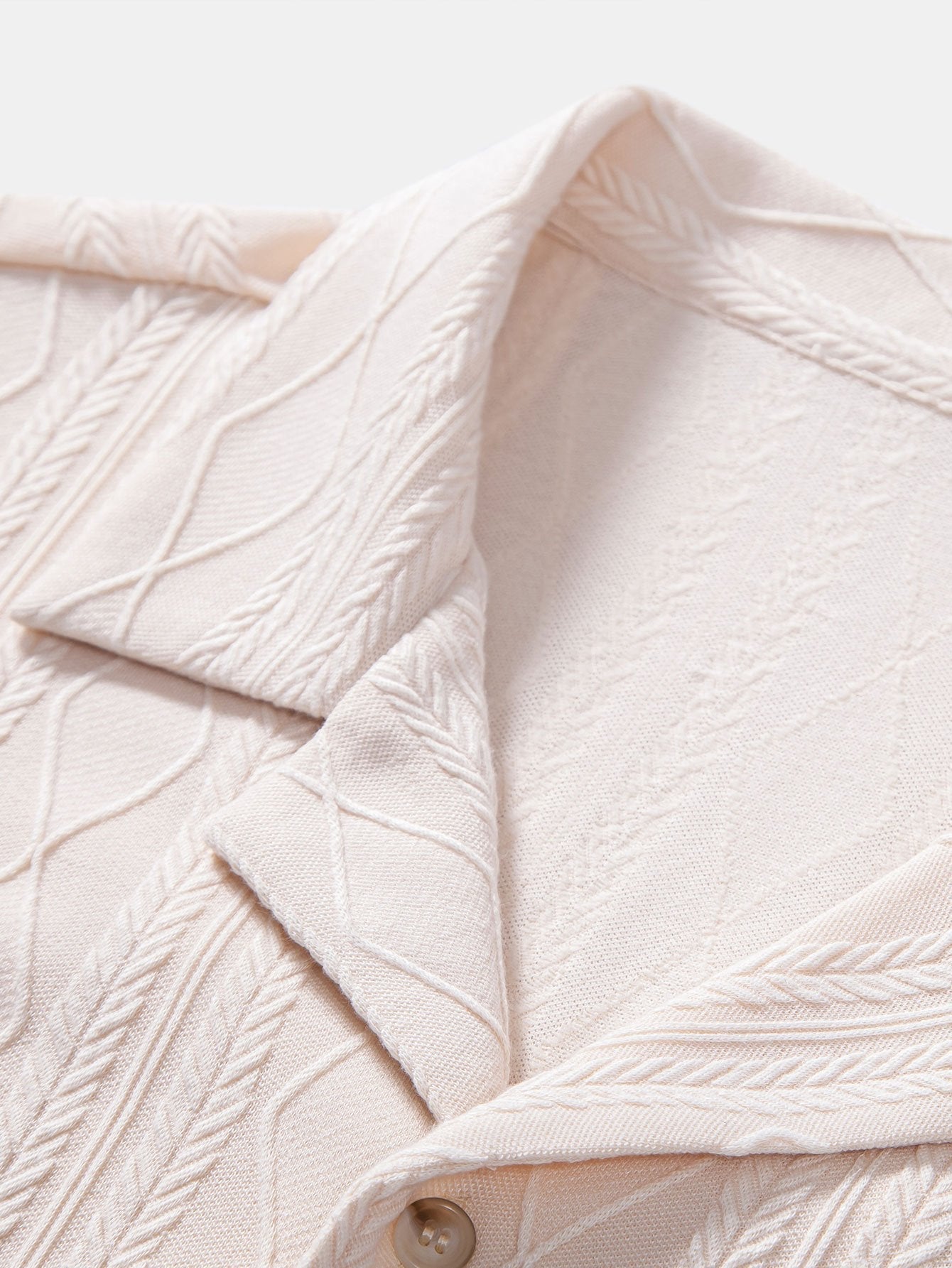 Geometric Rhombus Jacquard Knit Cuban Shirt