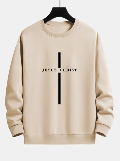 Relaxed Fit Sweatshirt with Jesus Christ Stripe Design