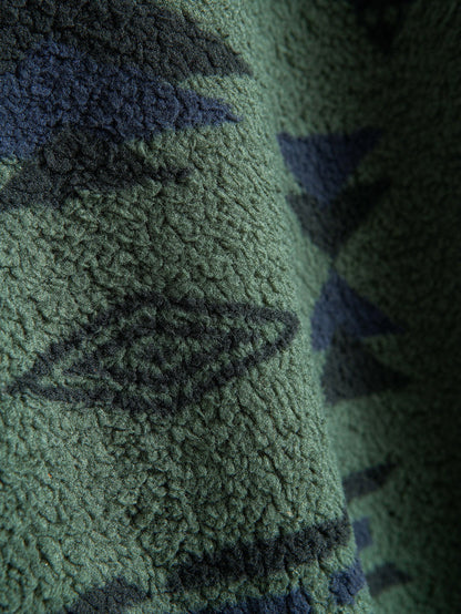 Aztec Patterned Patchwork Teddy Fleece Jacket