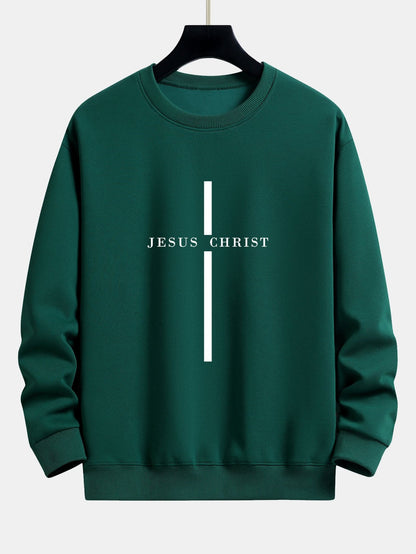 Relaxed Fit Sweatshirt with Jesus Christ Stripe Design