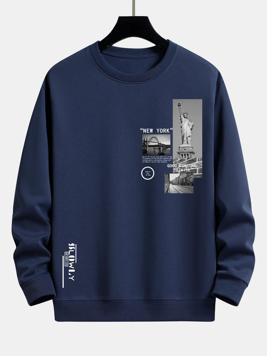 Relaxed Fit Sweatshirt Featuring New York Architecture Design