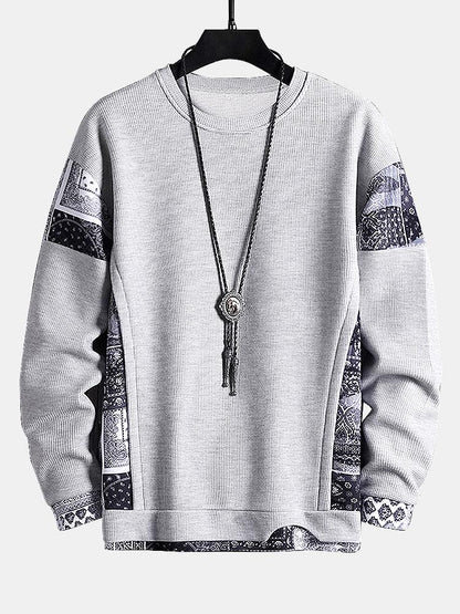 Paisley Patterned Waffle Knit Sweatshirt