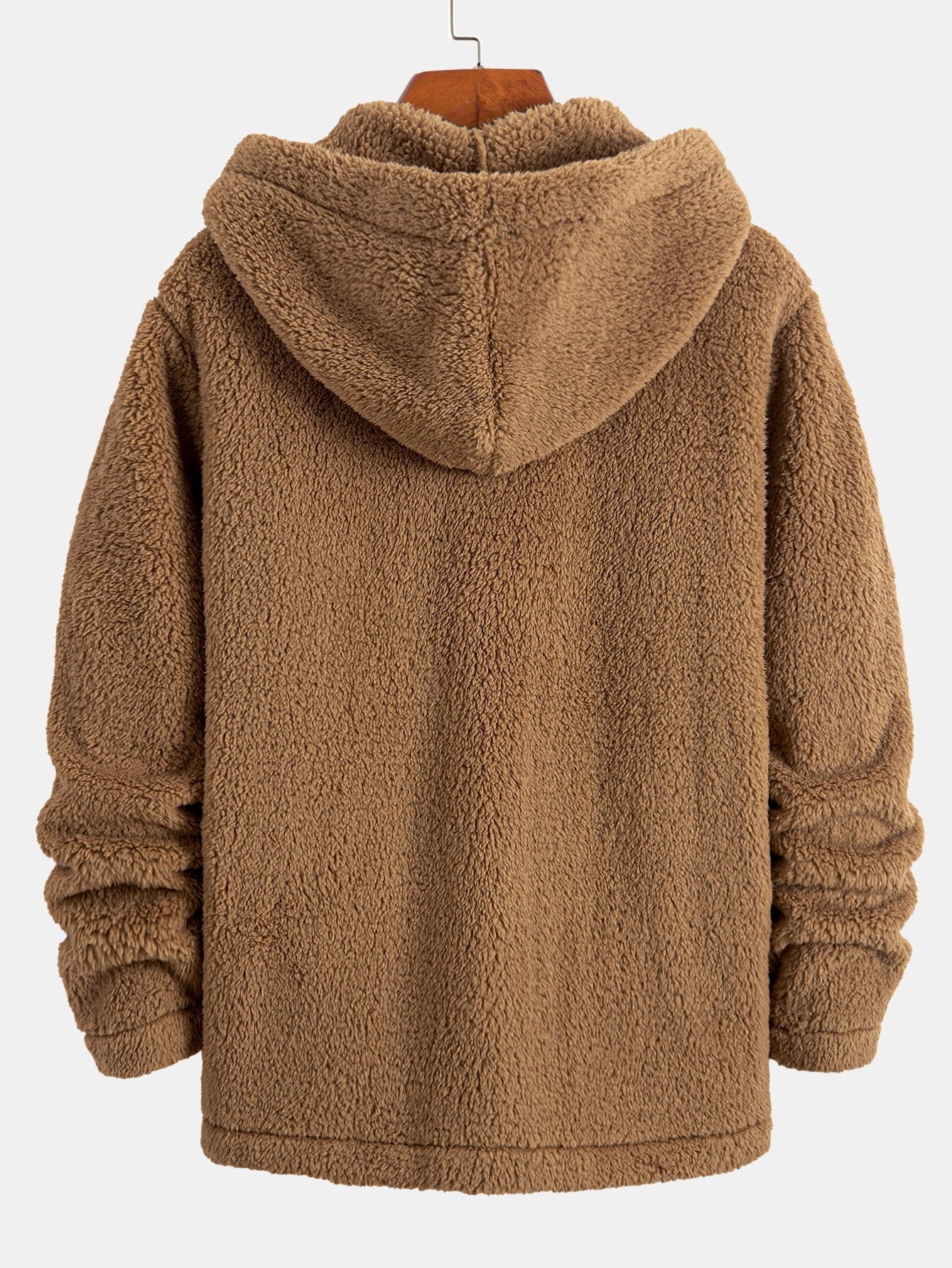 Cozy Teddy Fleece Hooded Button-Up Coat