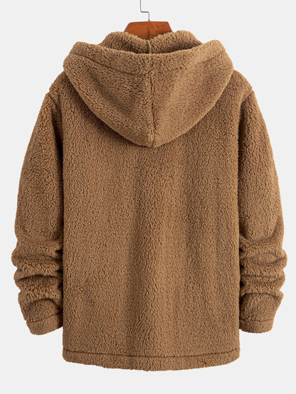 Cozy Teddy Fleece Hooded Button-Up Coat
