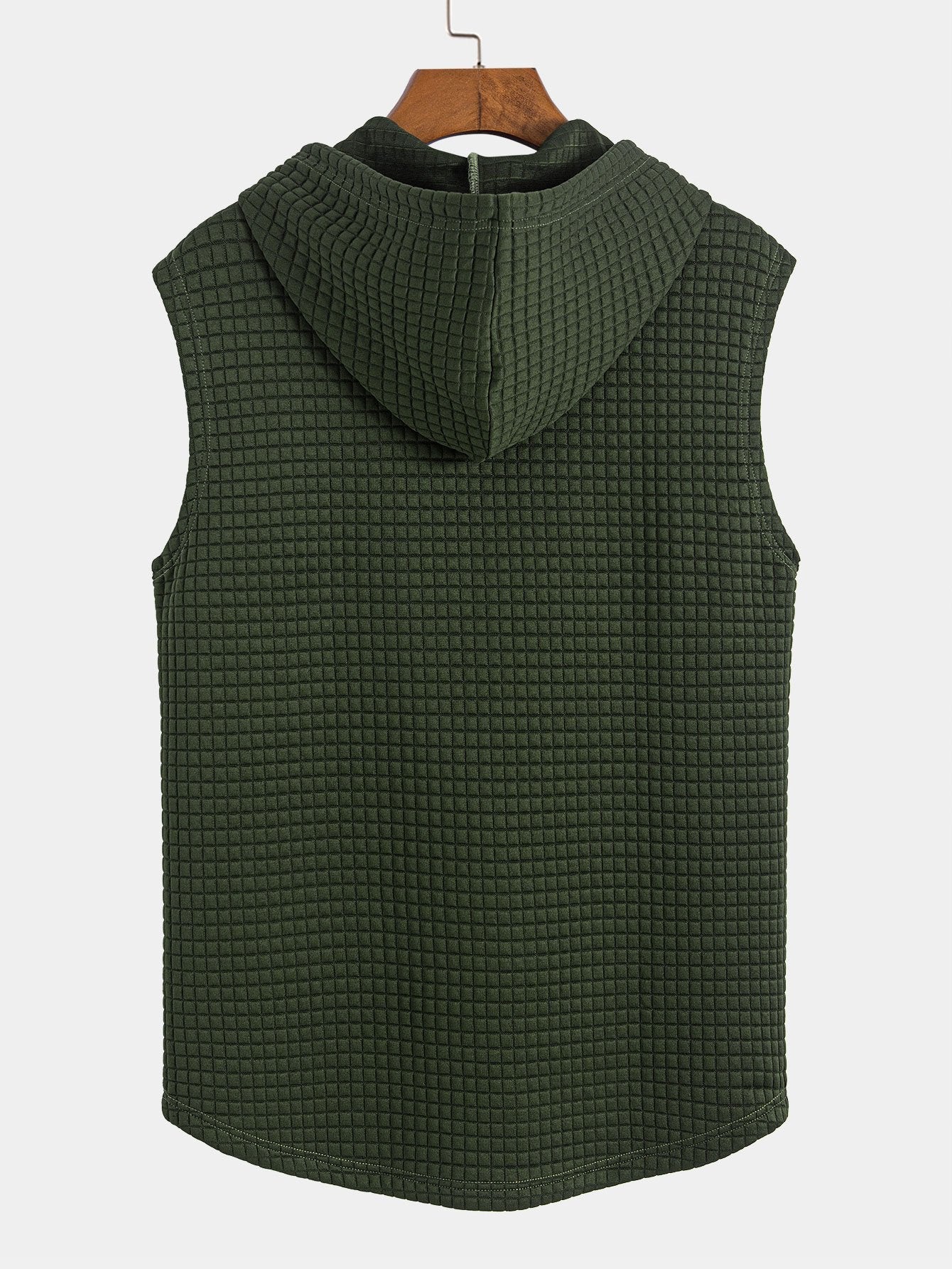 sleeveless Waffle Knit Hooded Vest