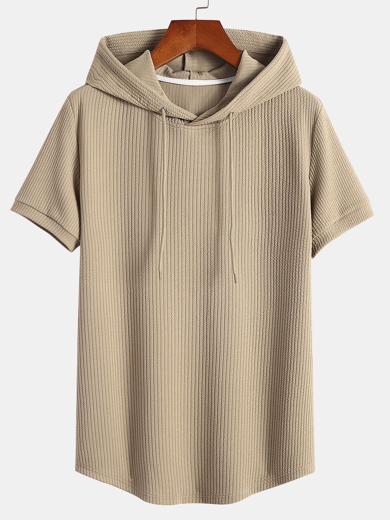 Ribbed Hooded T-Shirt with Muscle Fit