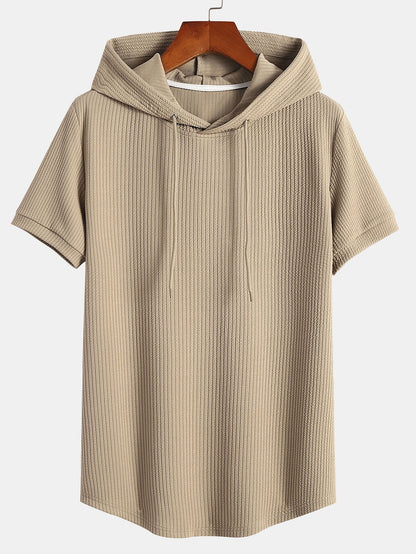Ribbed Hooded T-Shirt with Muscle Fit