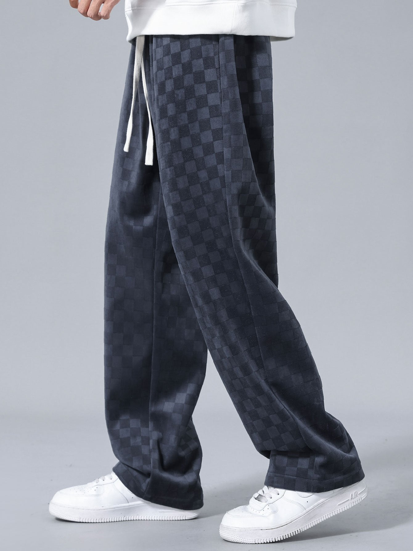 Plaid Straight Leg Trousers