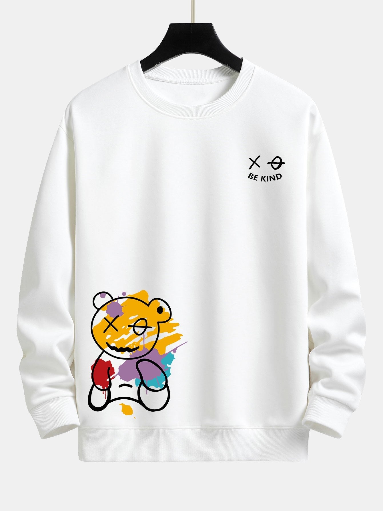 Relaxed Fit Sweatshirt with Graffiti Bear Design