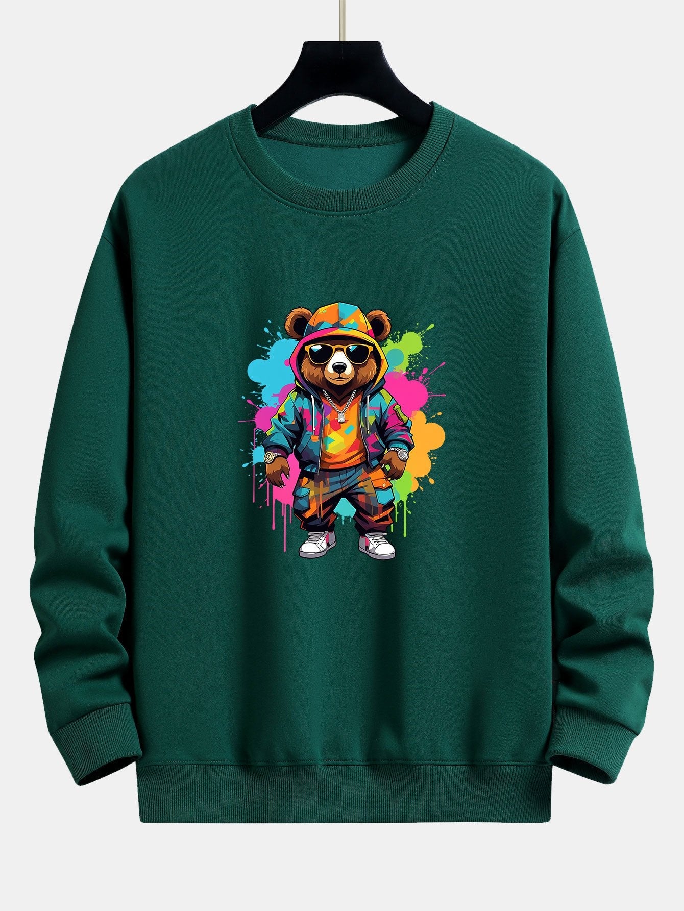 Vibrant Bear Print Relaxed Fit Sweatshirt