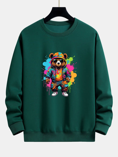 Vibrant Bear Print Relaxed Fit Sweatshirt