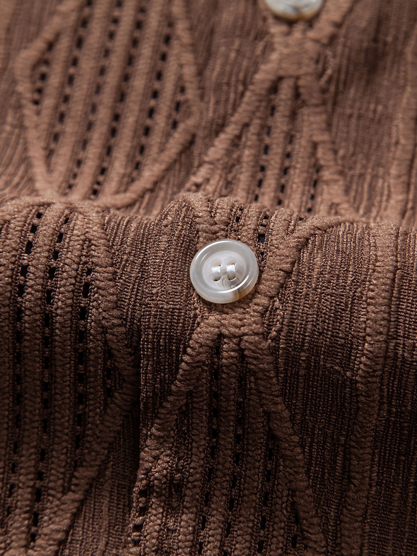 Geometric Jacquard Cuban Collar Shirt with Linen Drawstring Shorts