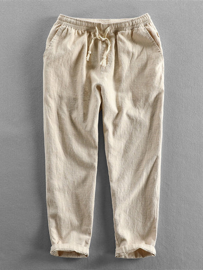 Cropped Pants in Linen-Cotton Blend