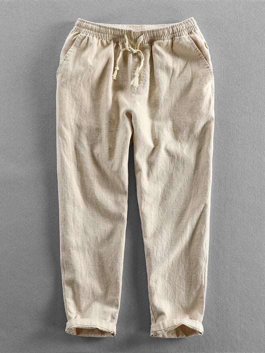 Cropped Pants in Linen-Cotton Blend