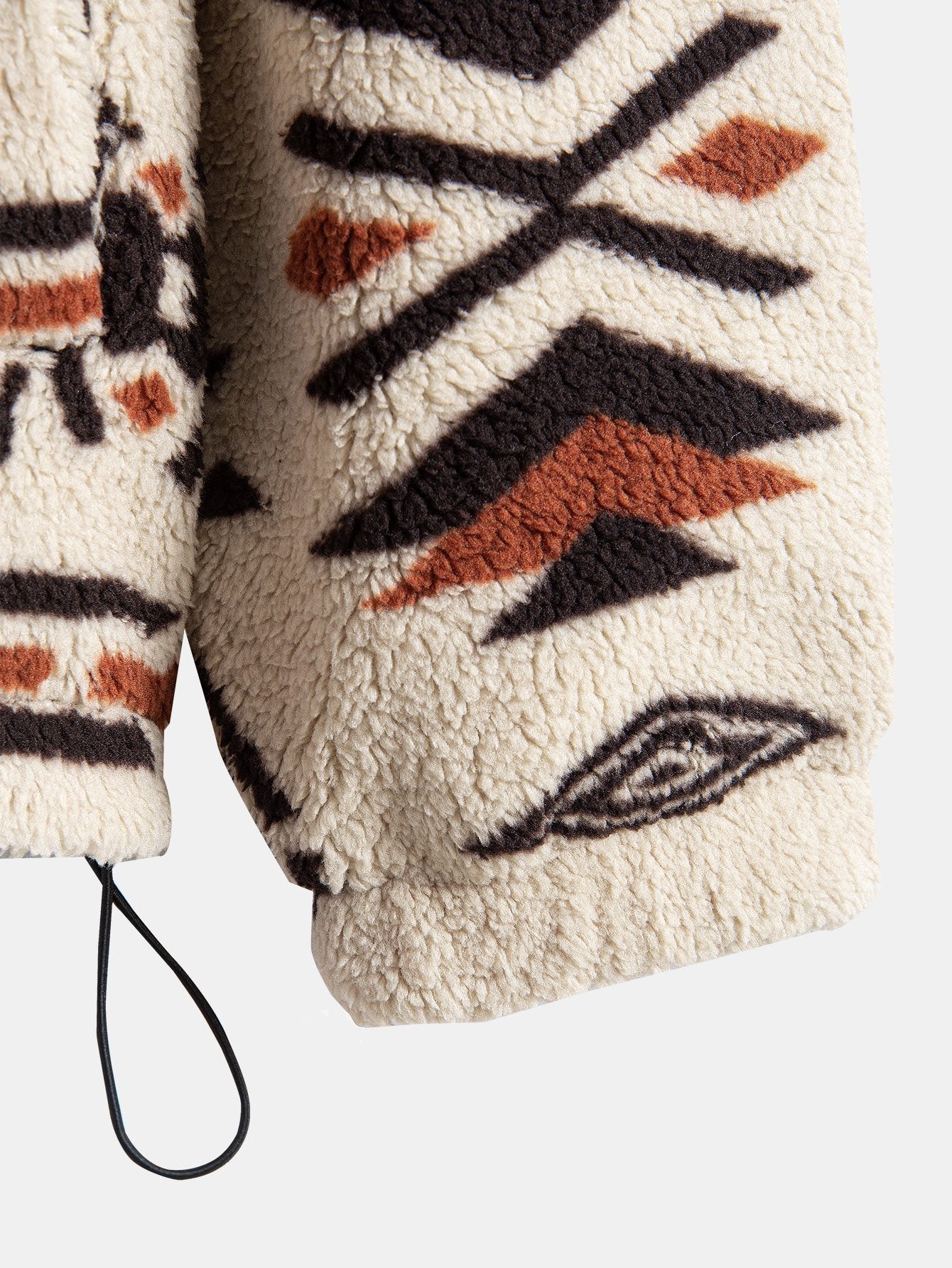 Aztec Patterned Patchwork Teddy Fleece Jacket